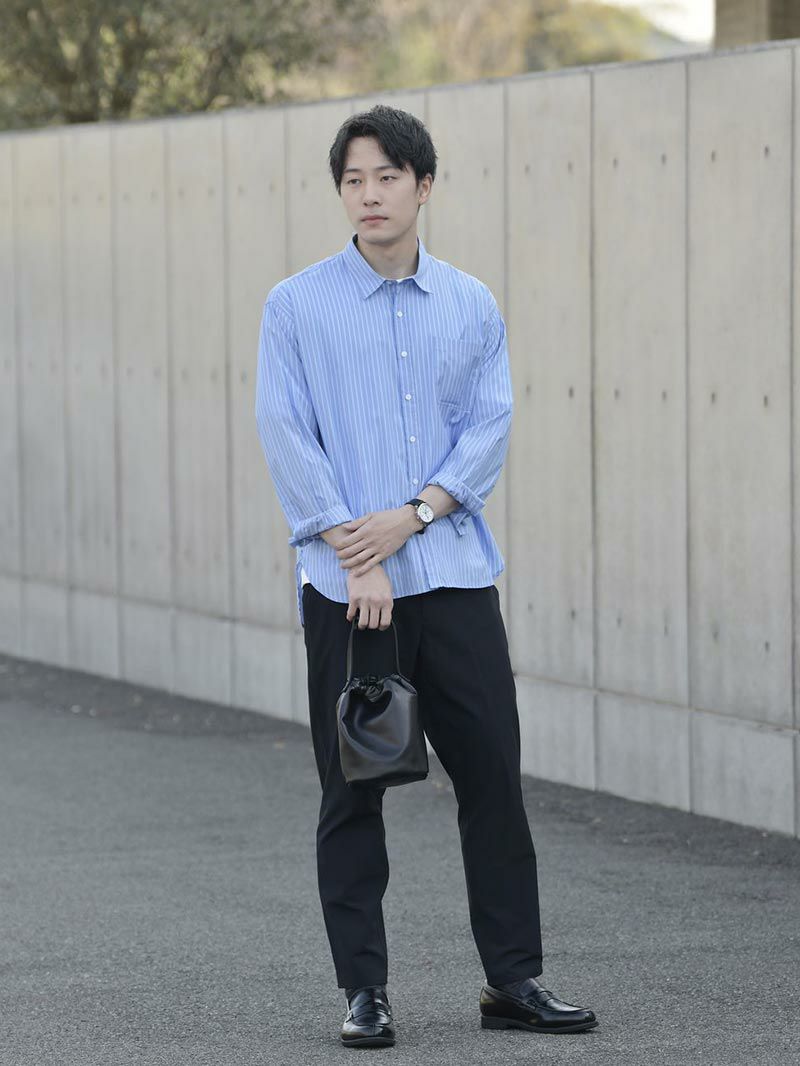 PEOPLESTYLE テクスチャーシャツ ストライプ リラックスフィット SINSS シャツ Loose fit stripe shirt / ルーズフィット